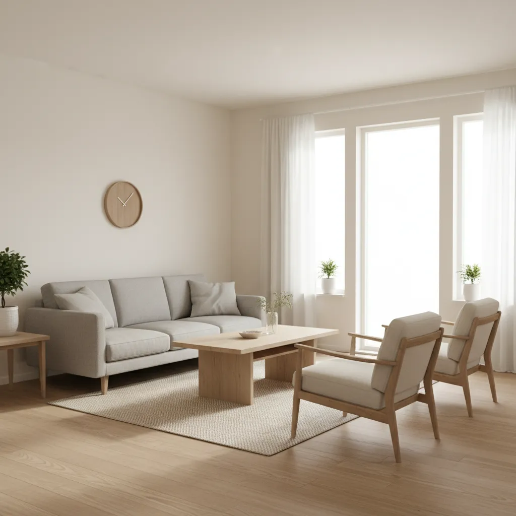 Interior moderno y sencillo de una casa económica