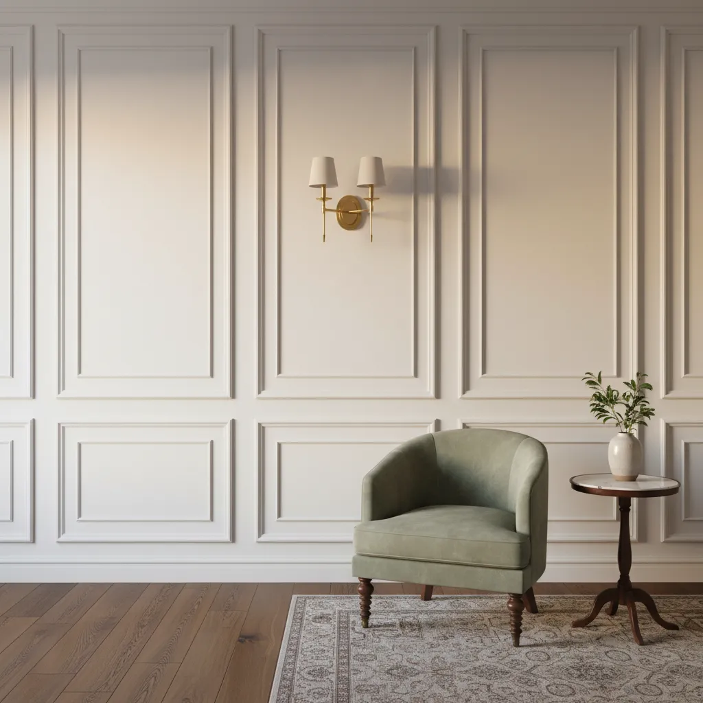 Detalle de paredes con molduras clásicas y decoración elegante