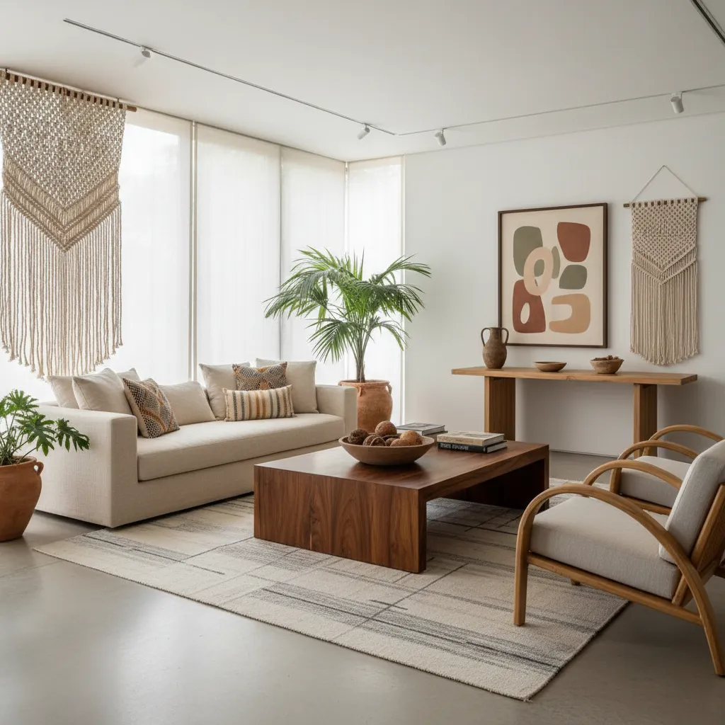 Sala de estar sofisticada inspirada en diseñadores colombianos