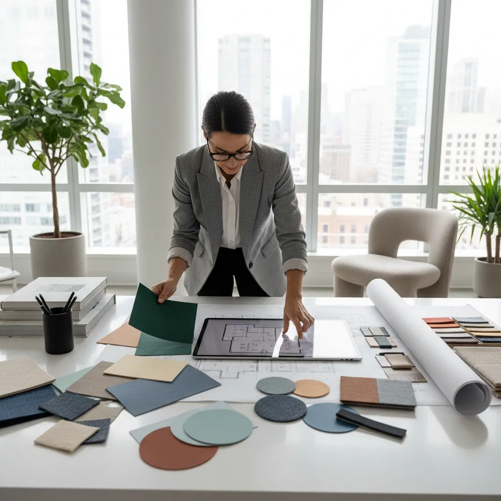 Diseñador planificando colores de pintura en un proyecto interior