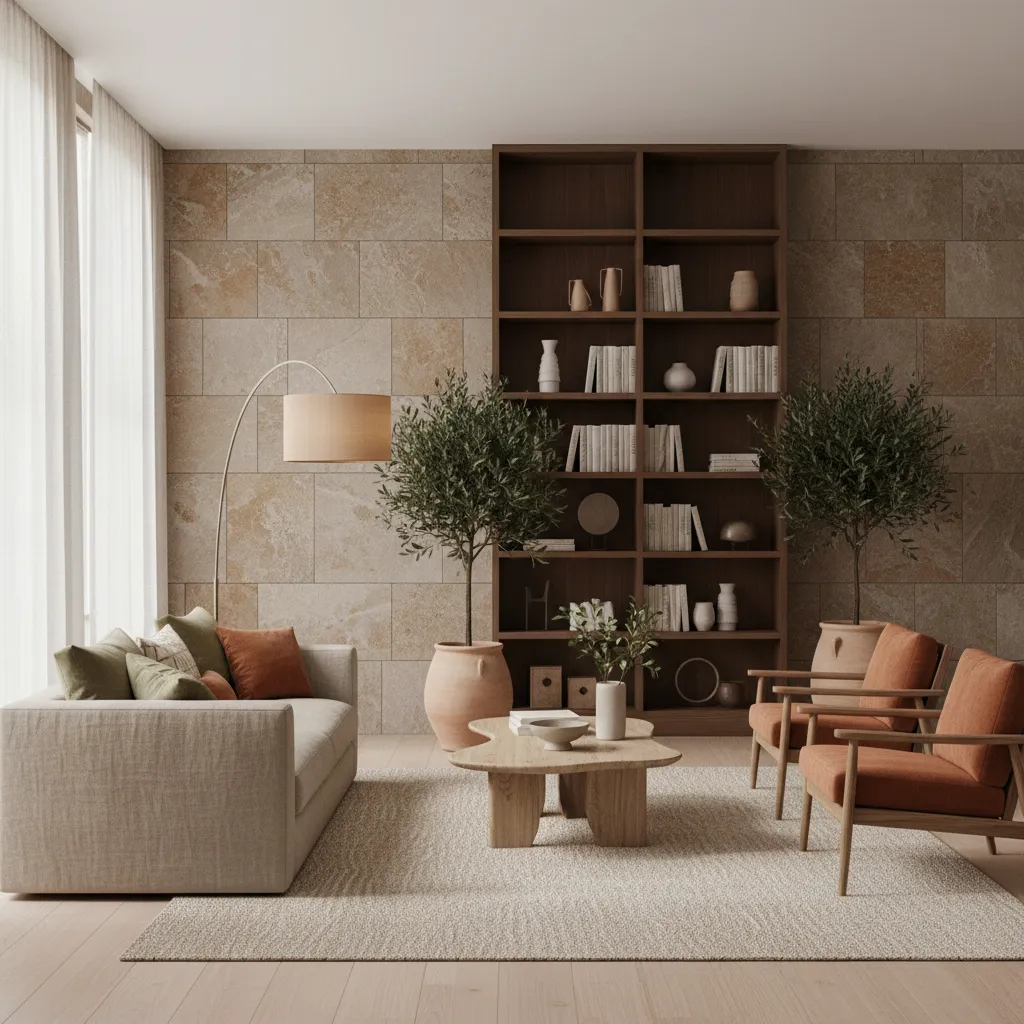 Paleta de colores cálidos y naturales en diseño interior