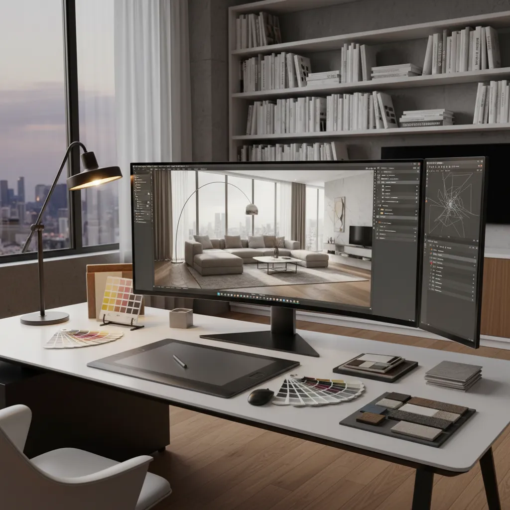 Visualización digital de colores para un diseño interior