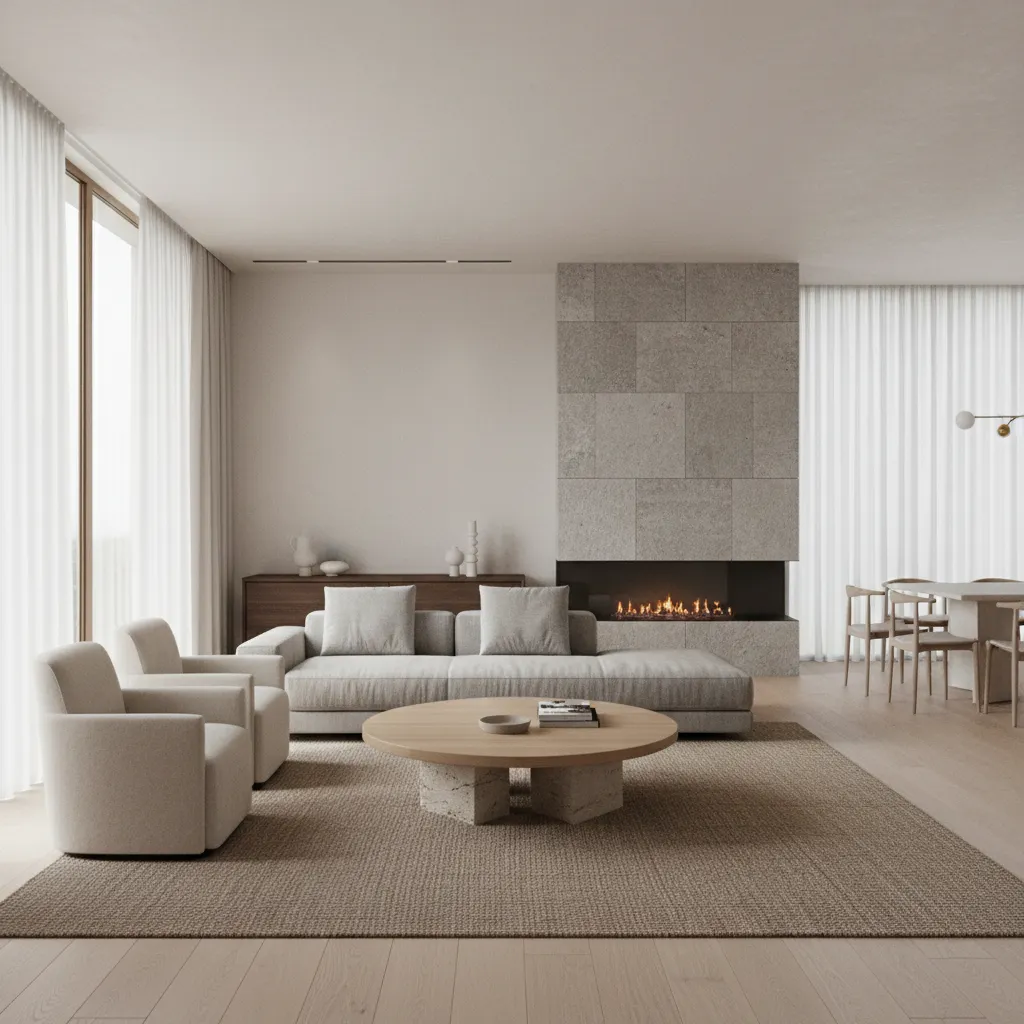photorealistic interior design 3D render of modern living room