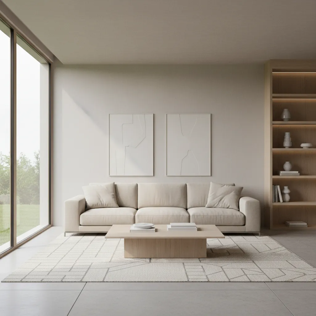 Realistic 3D rendering of modern living room interior design concept