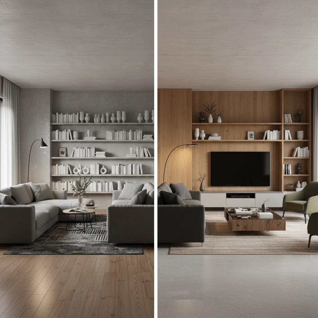 Comparación entre diseño generado por IA y diseño ajustado por un diseñador