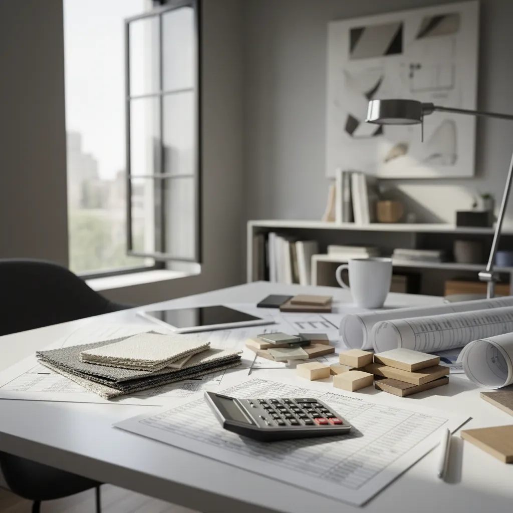 Planificación de presupuesto y materiales para proyecto de interiorismo