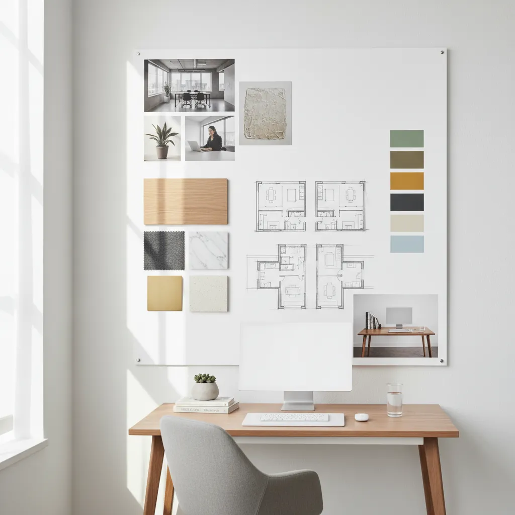 Proyecto conceptual de diseño interior con planos y moodboard