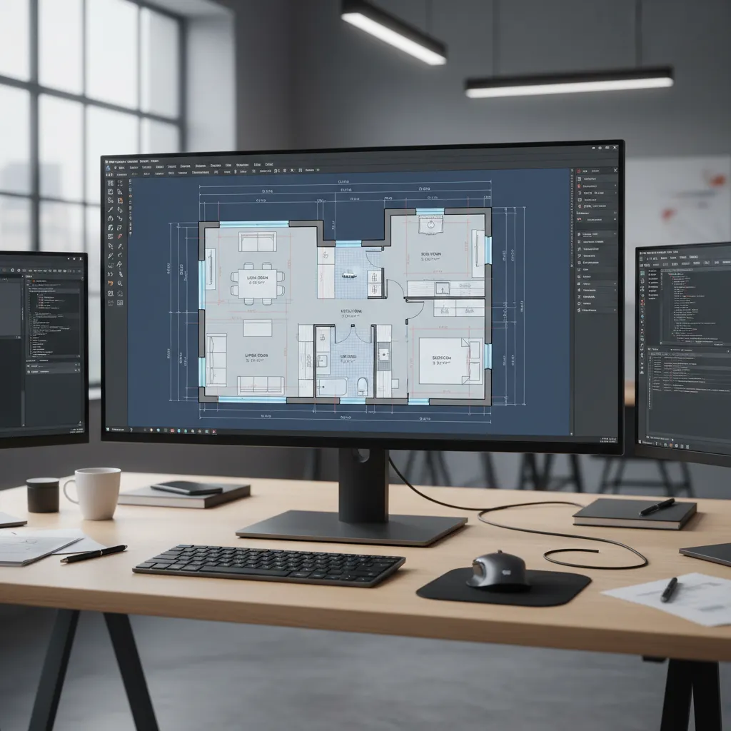 Technical interior floor plan drawing created in CAD software
