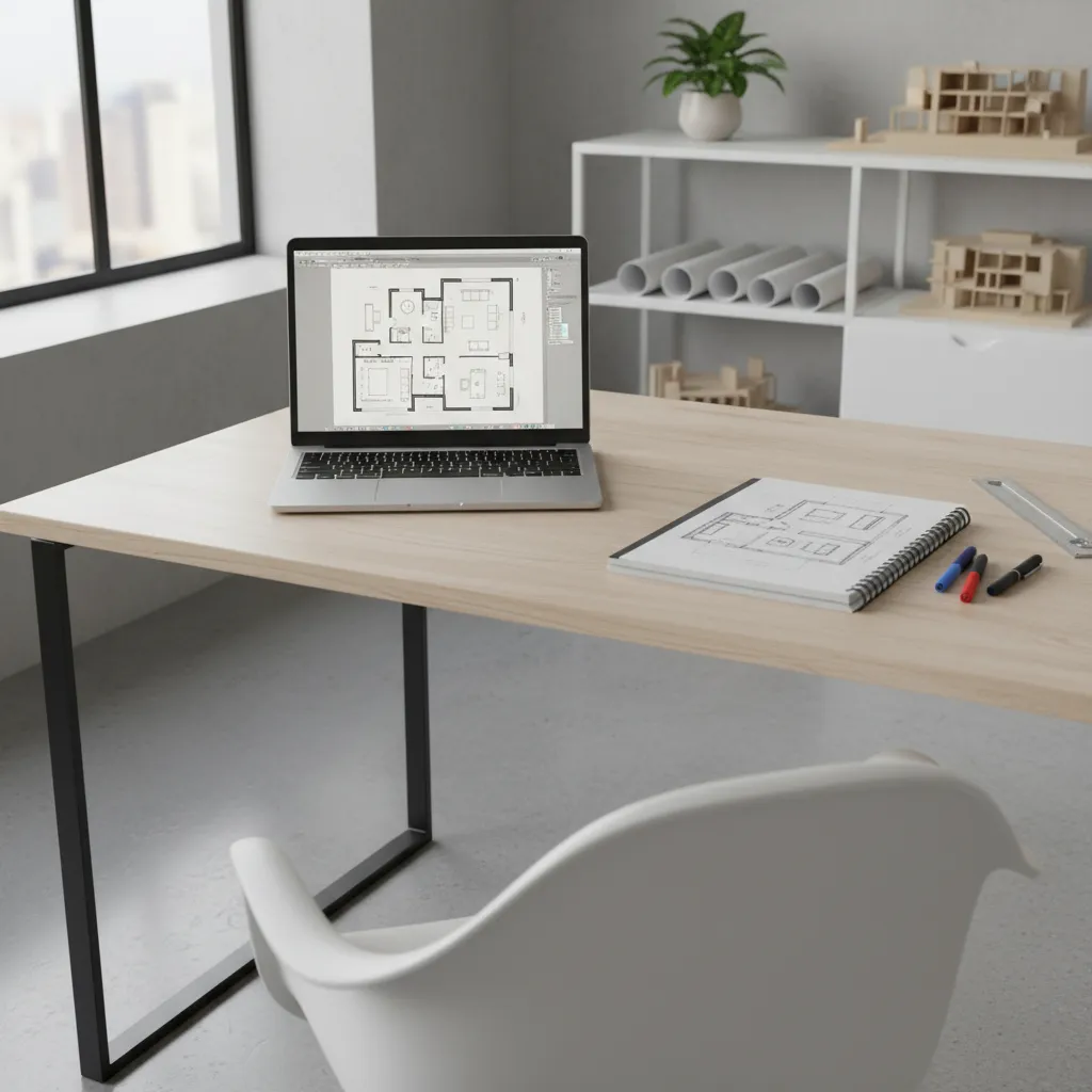 student reviewing apartment floor plan layout on screen
