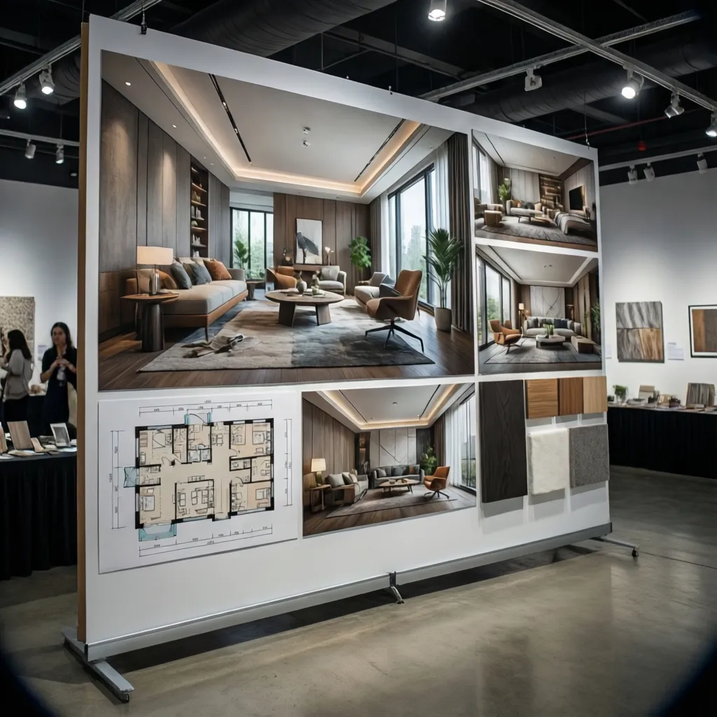 Proyecto final de máster de diseño de interiores expuesto en paneles