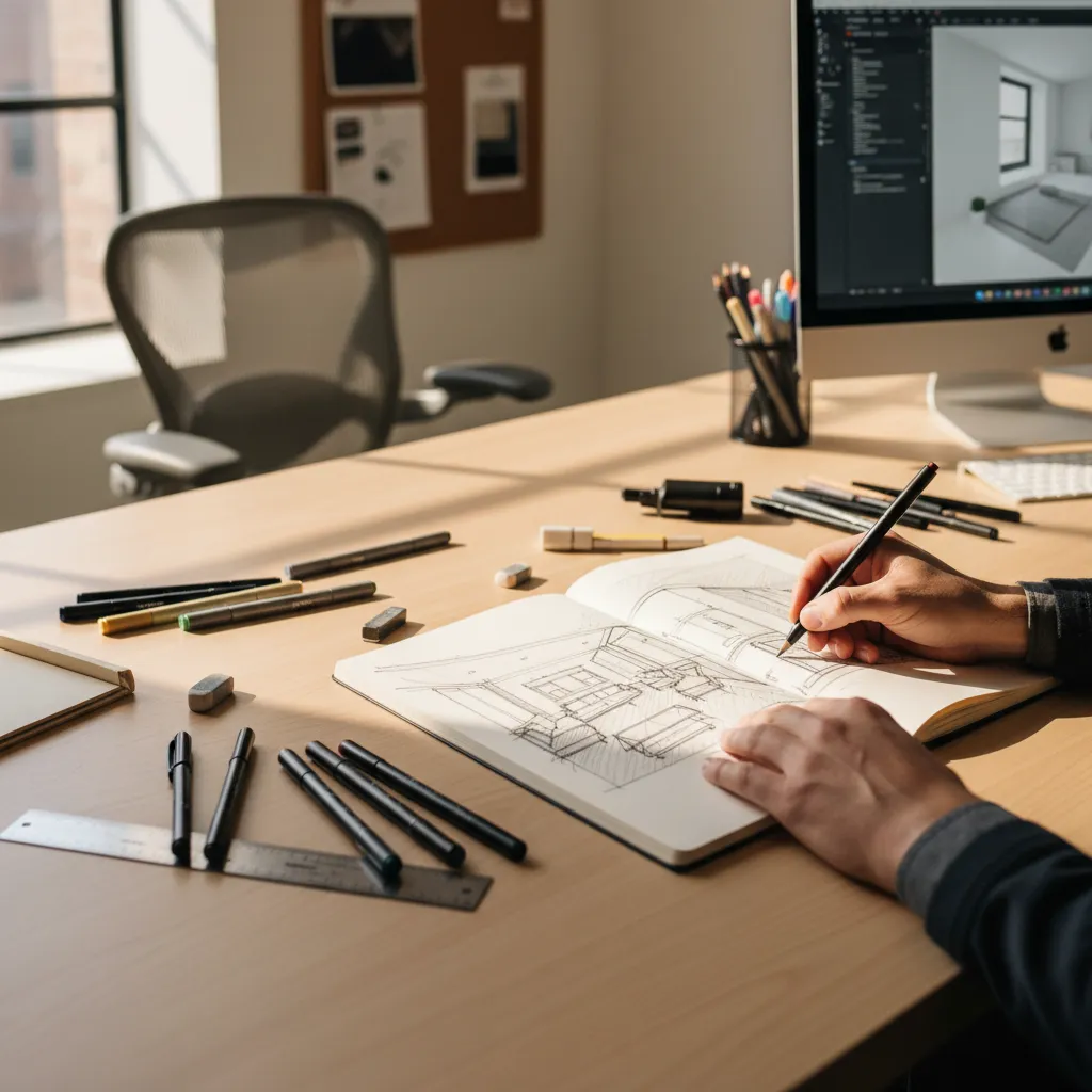 Dibujo a mano alzada para diseñadores de interiores gratis