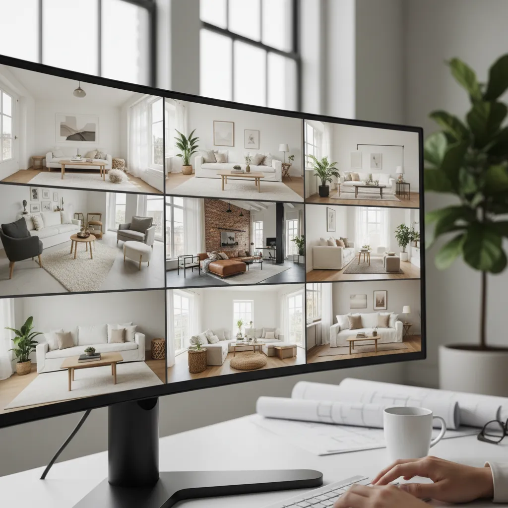 Pantalla con múltiples imágenes de inspiración de diseño de interiores