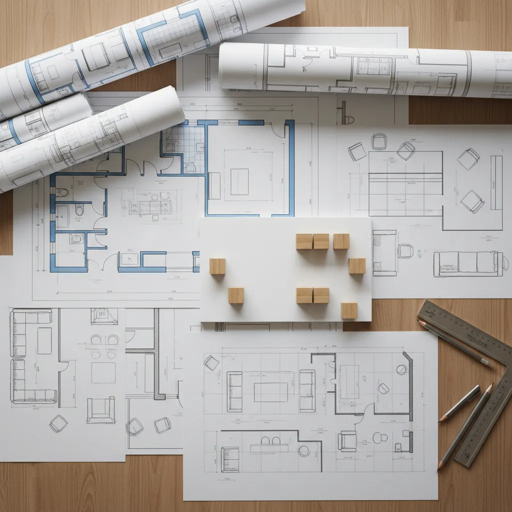 interior design floor plan sketches and furniture layout planning