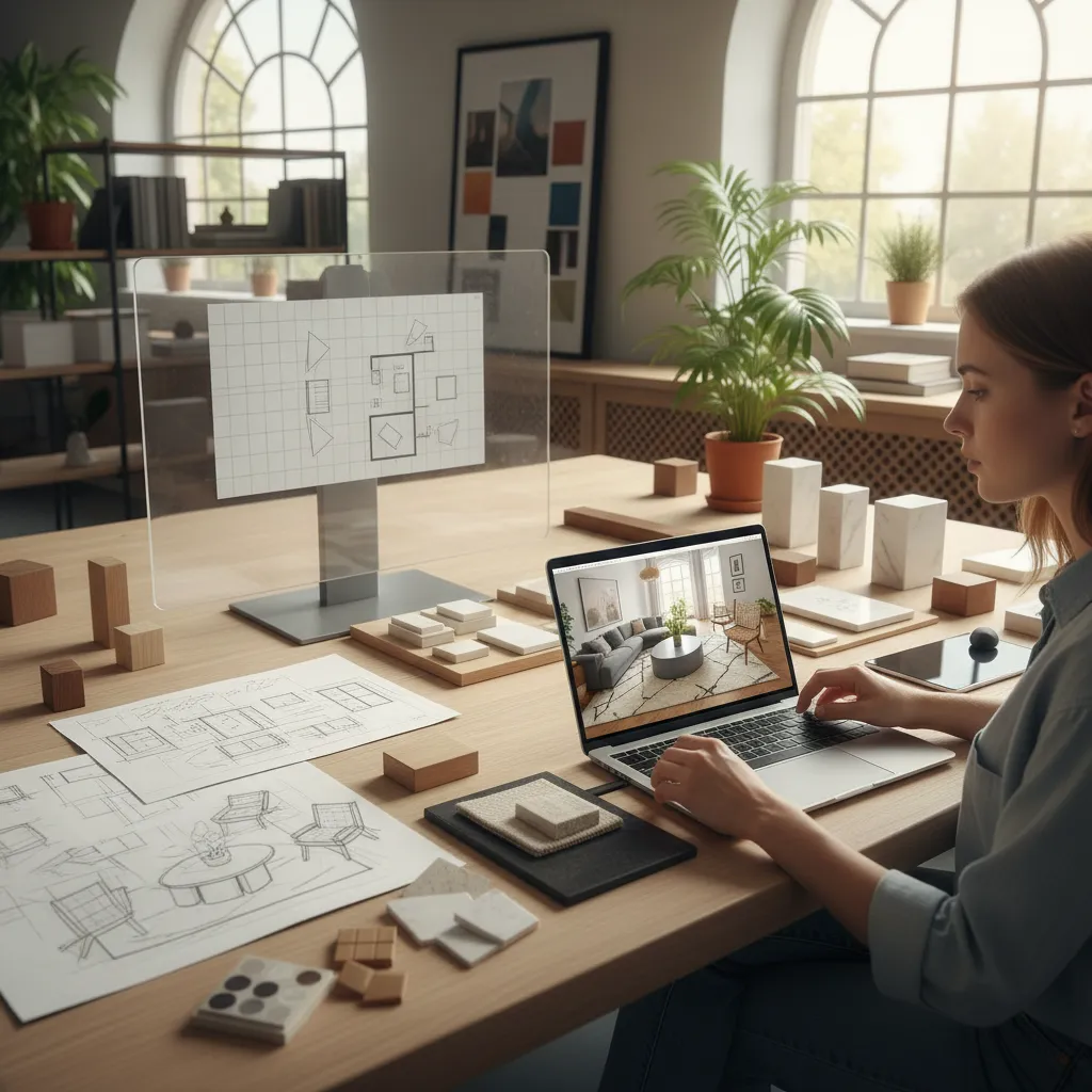 Proceso de planificación de distribución de muebles en una sala