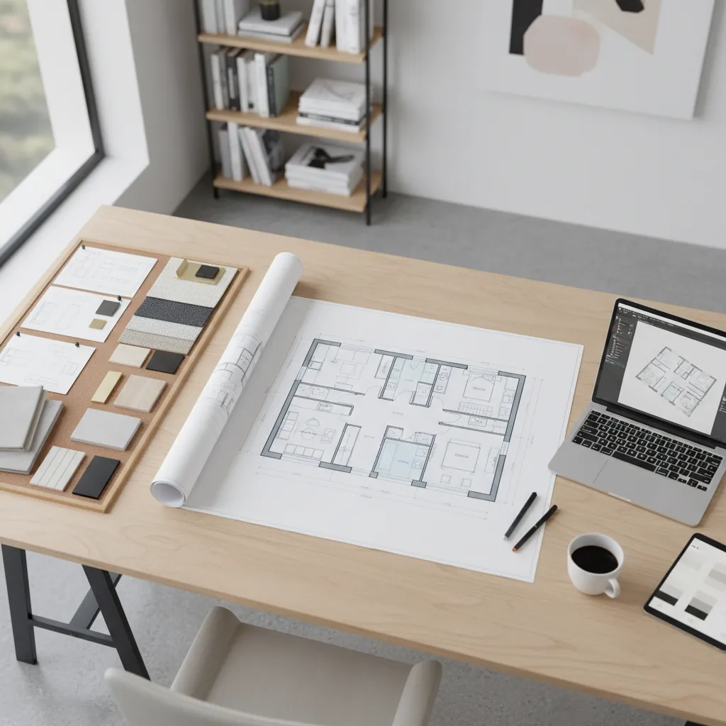 interior designer reviewing home layout and circulation plan