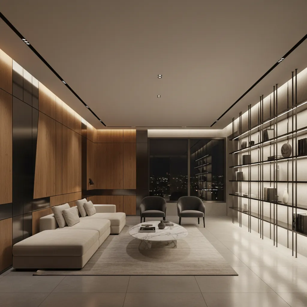 Detalle de iluminación en un interior de diseño contemporáneo