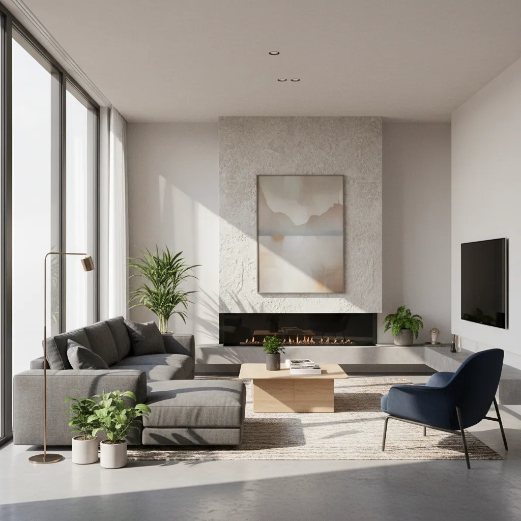 Simulación de iluminación natural en un modelo 3D de sala de estar