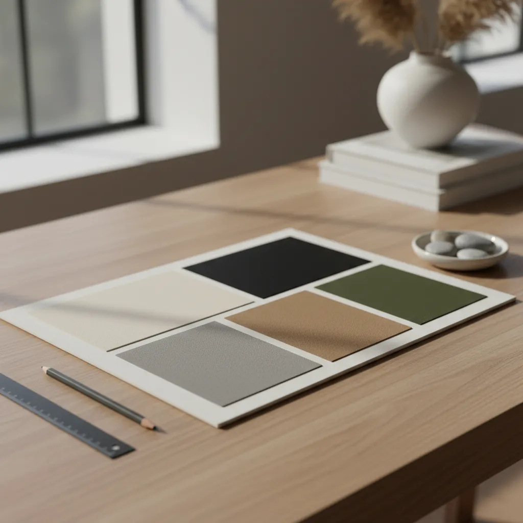 paleta de colores neutros usada en branding de interiorismo