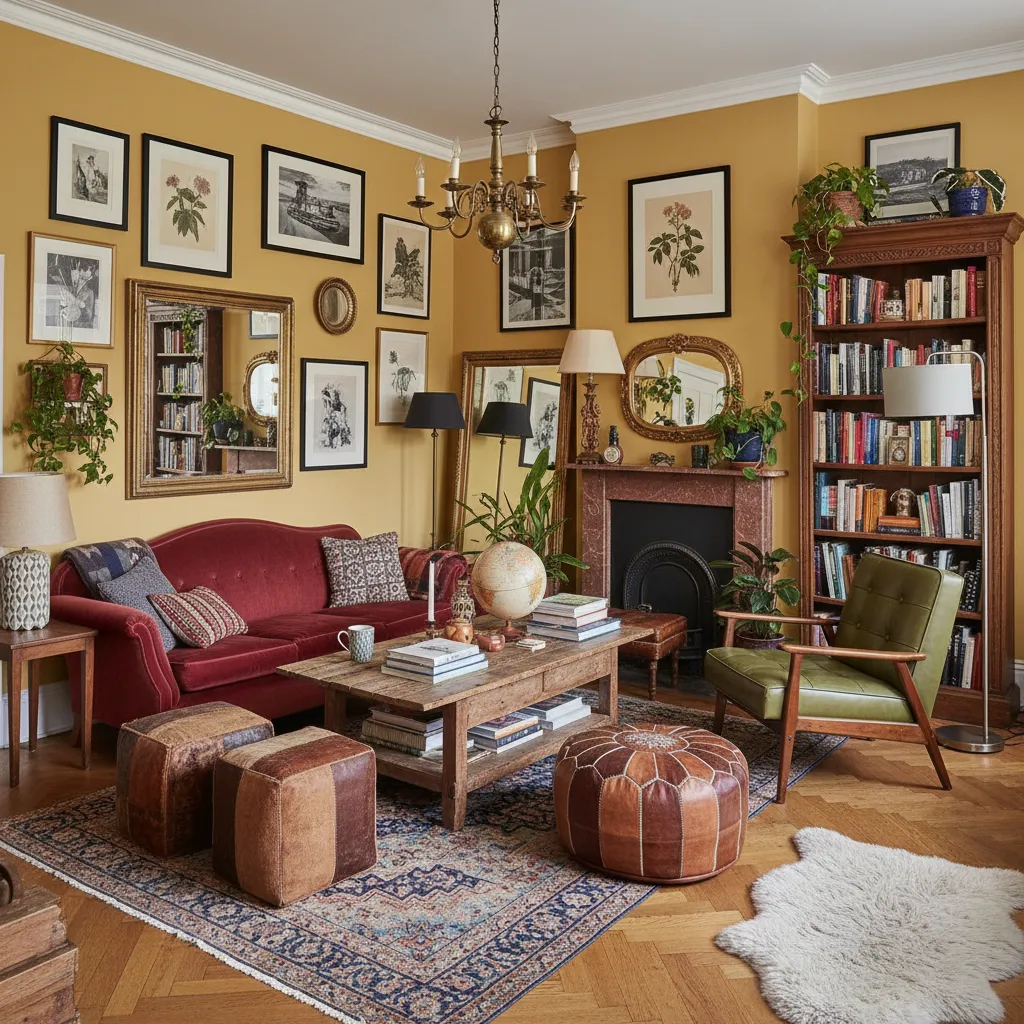 Sala con demasiados estilos mezclados que crea un aspecto desordenado