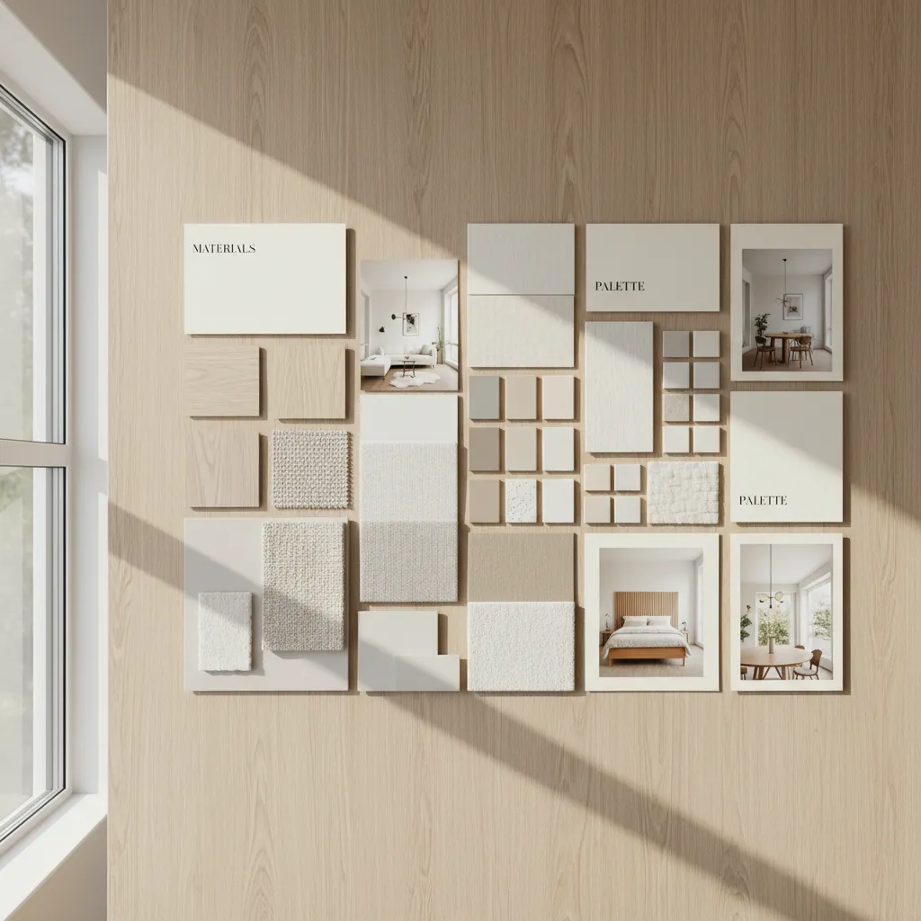 interior design mood board with colors materials and inspiration photos