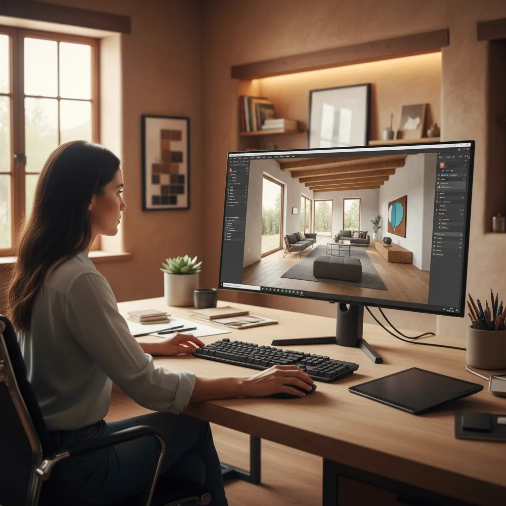 Planificación digital de diseño interior con paredes texturizadas