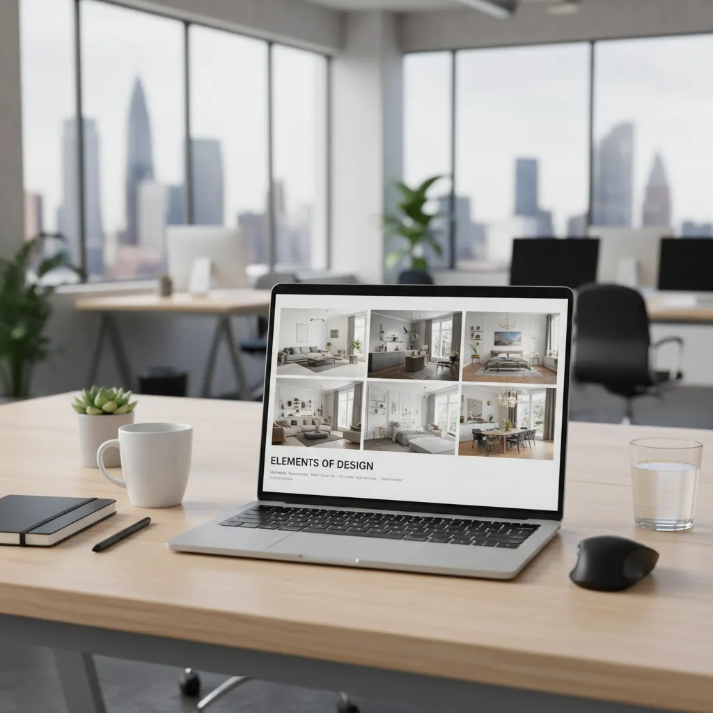 portafolio digital de proyectos de diseño interior en pantalla