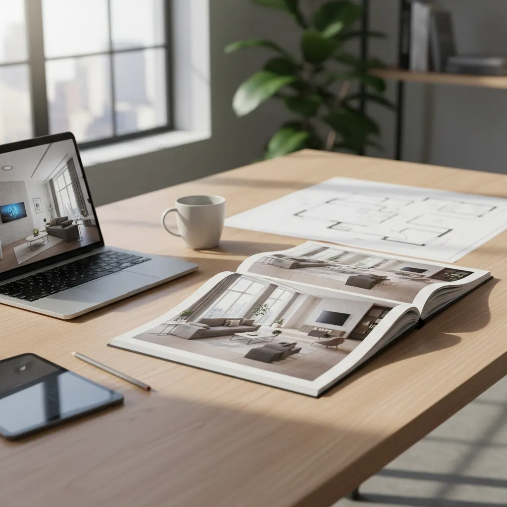 Portafolio de diseño de interiores con renders y planos
