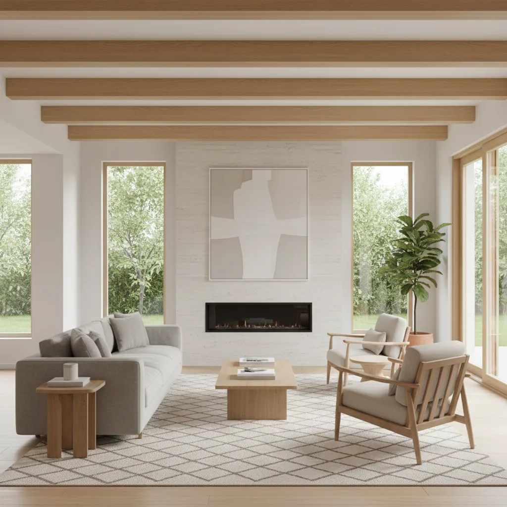 Balanced living room layout showing professional use of furniture hierarchy and focal point