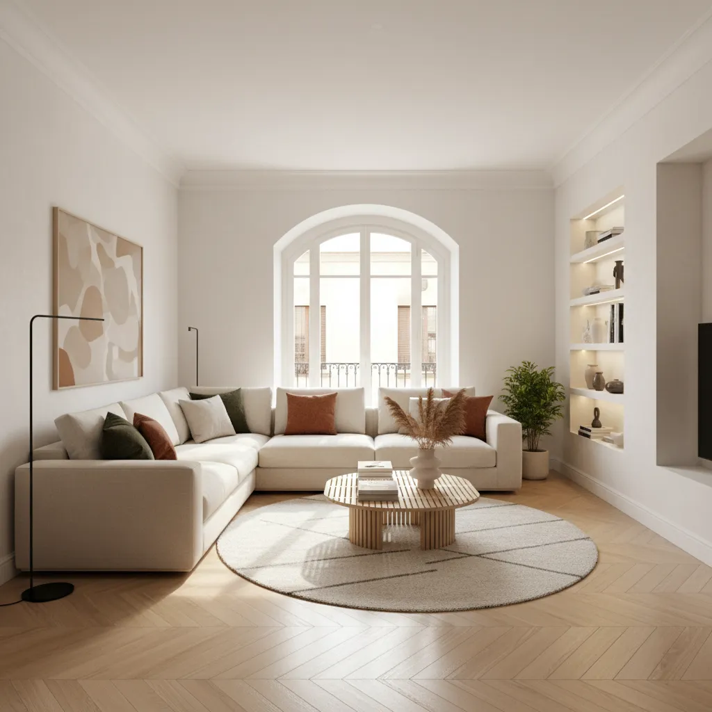 Proyecto de decoración de salón moderno en un piso de Barcelona