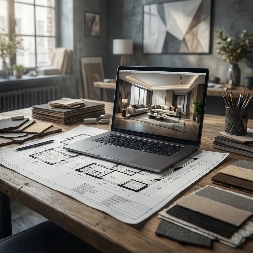 Diseñador de interiores trabajando en planificación de proyecto