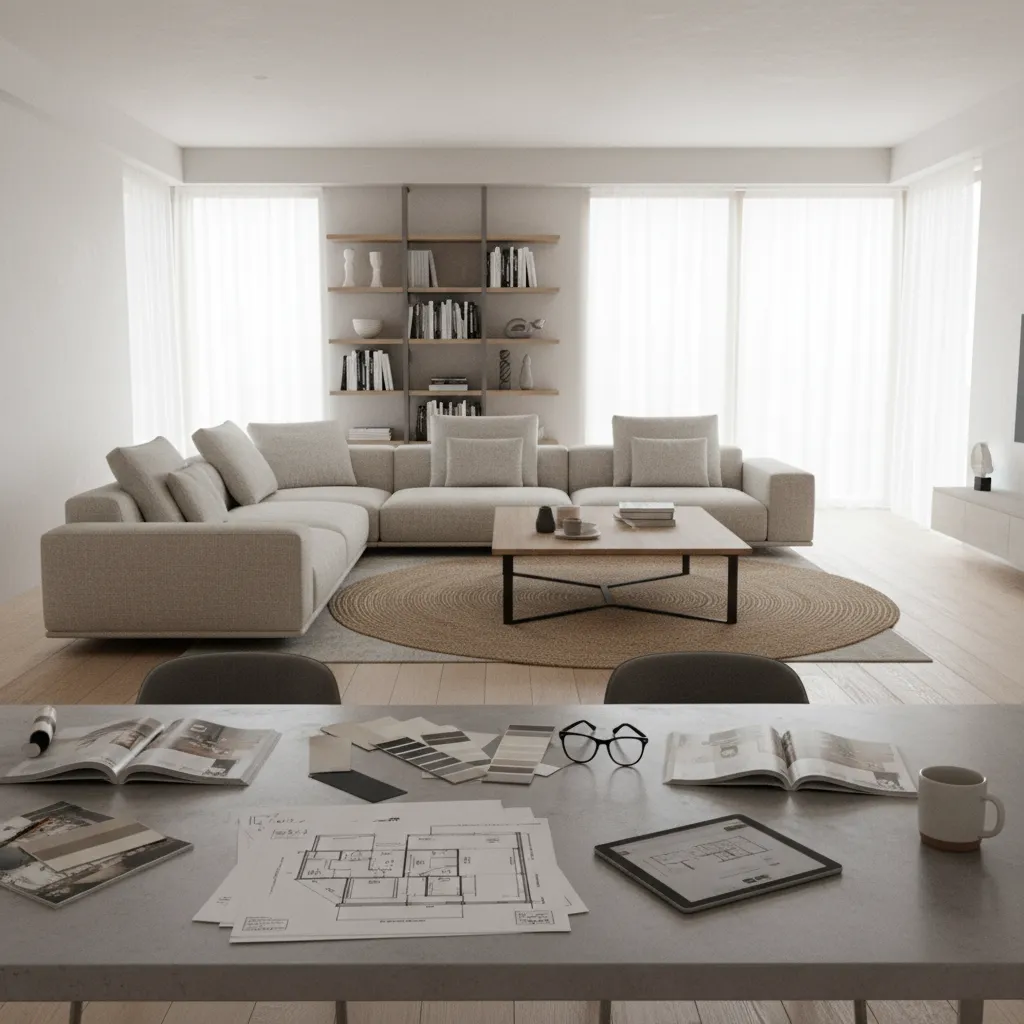 living room interior design planning with furniture layout sketches