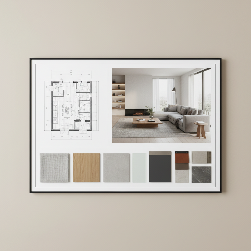 Cartel de proyectos de diseño de interiores