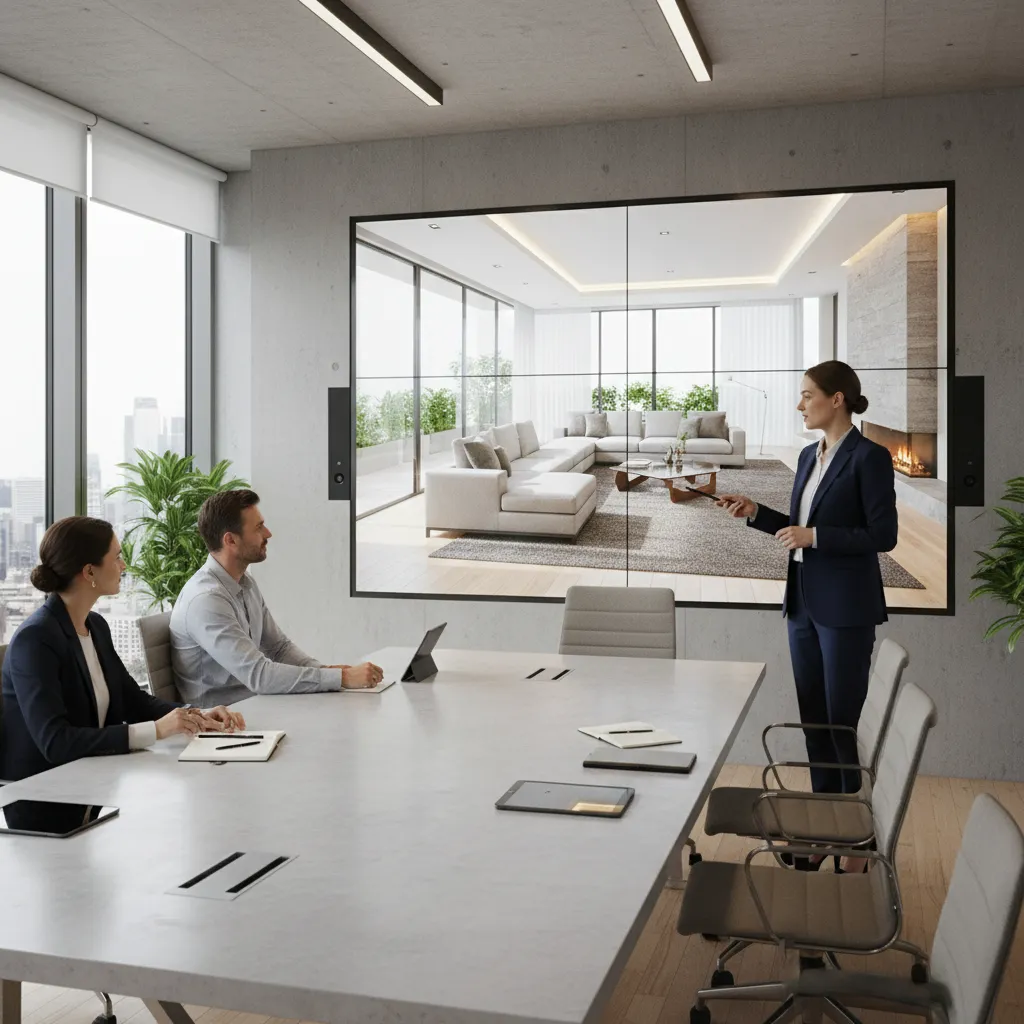Diseñador presentando un proyecto de interiorismo a un cliente