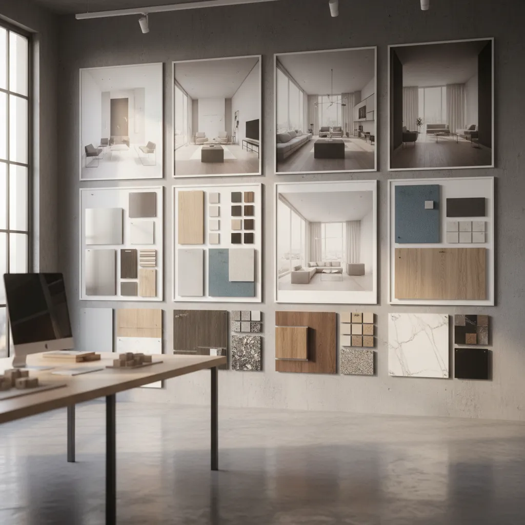 Paneles impresos con proyecto de diseño de interiores