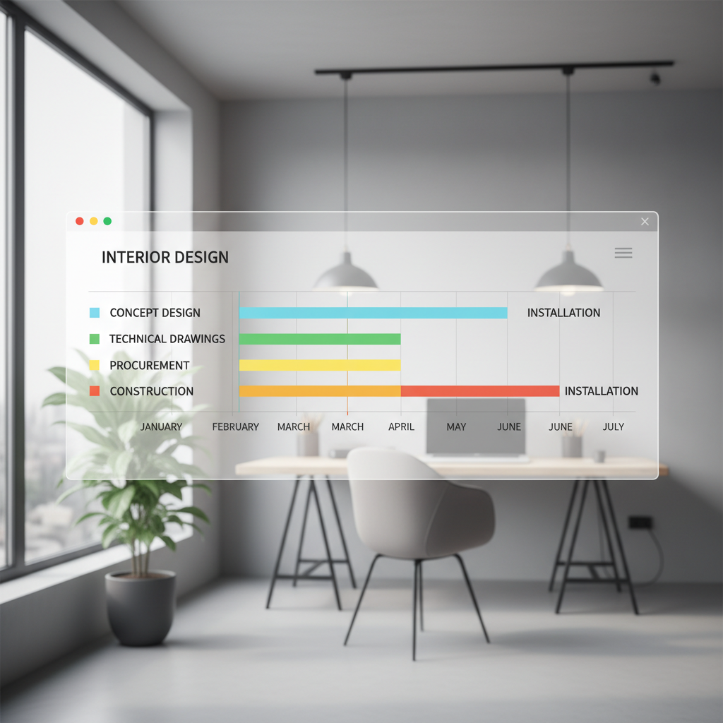 Ejemplos de diagrama de Gantt en diseño de interiores