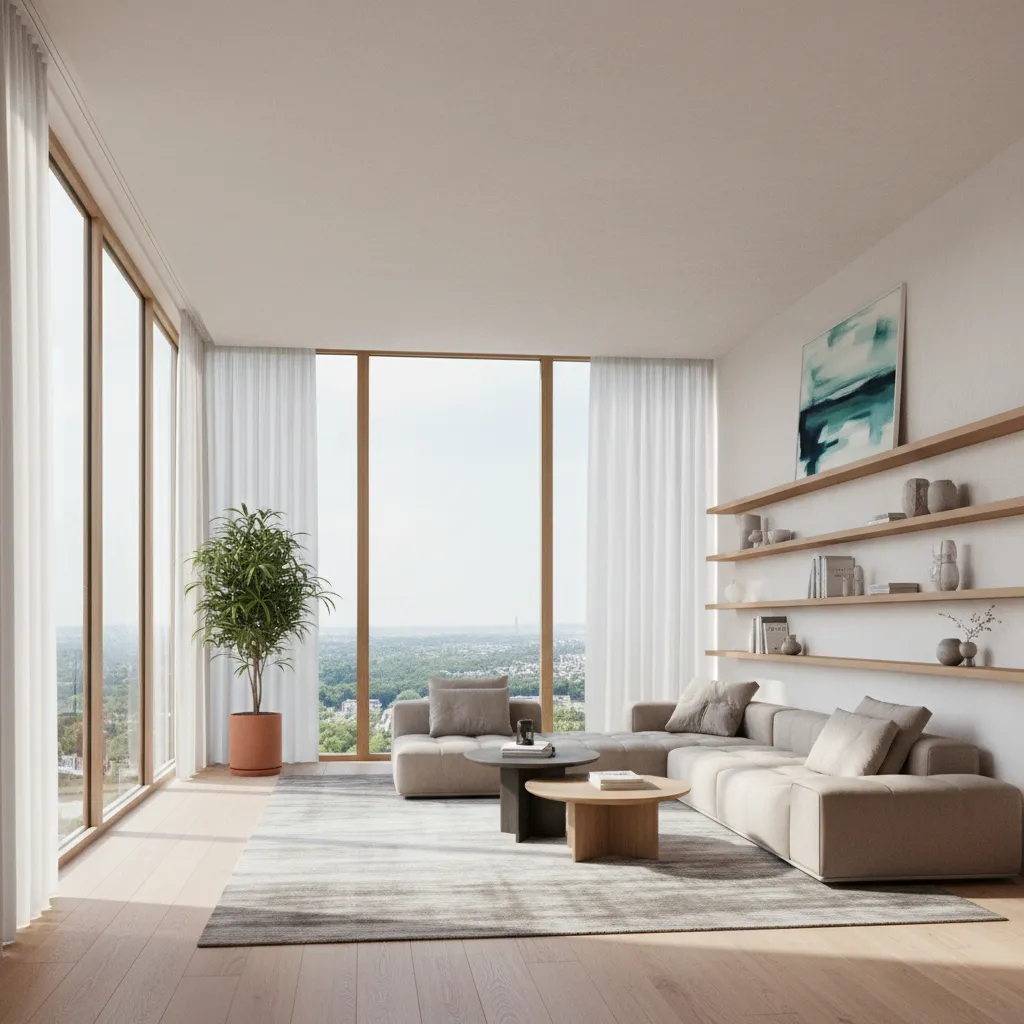 Renderizado realista de un salón diseñado digitalmente