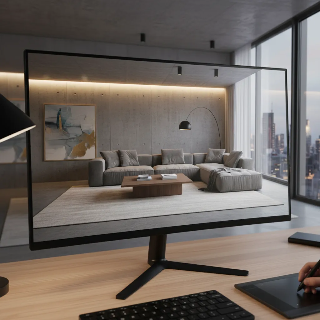 Render realista de un proyecto de interiorismo antes de ejecutarse