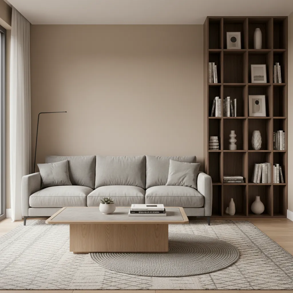3D rendered interior showing furniture scale comparison in a small living room