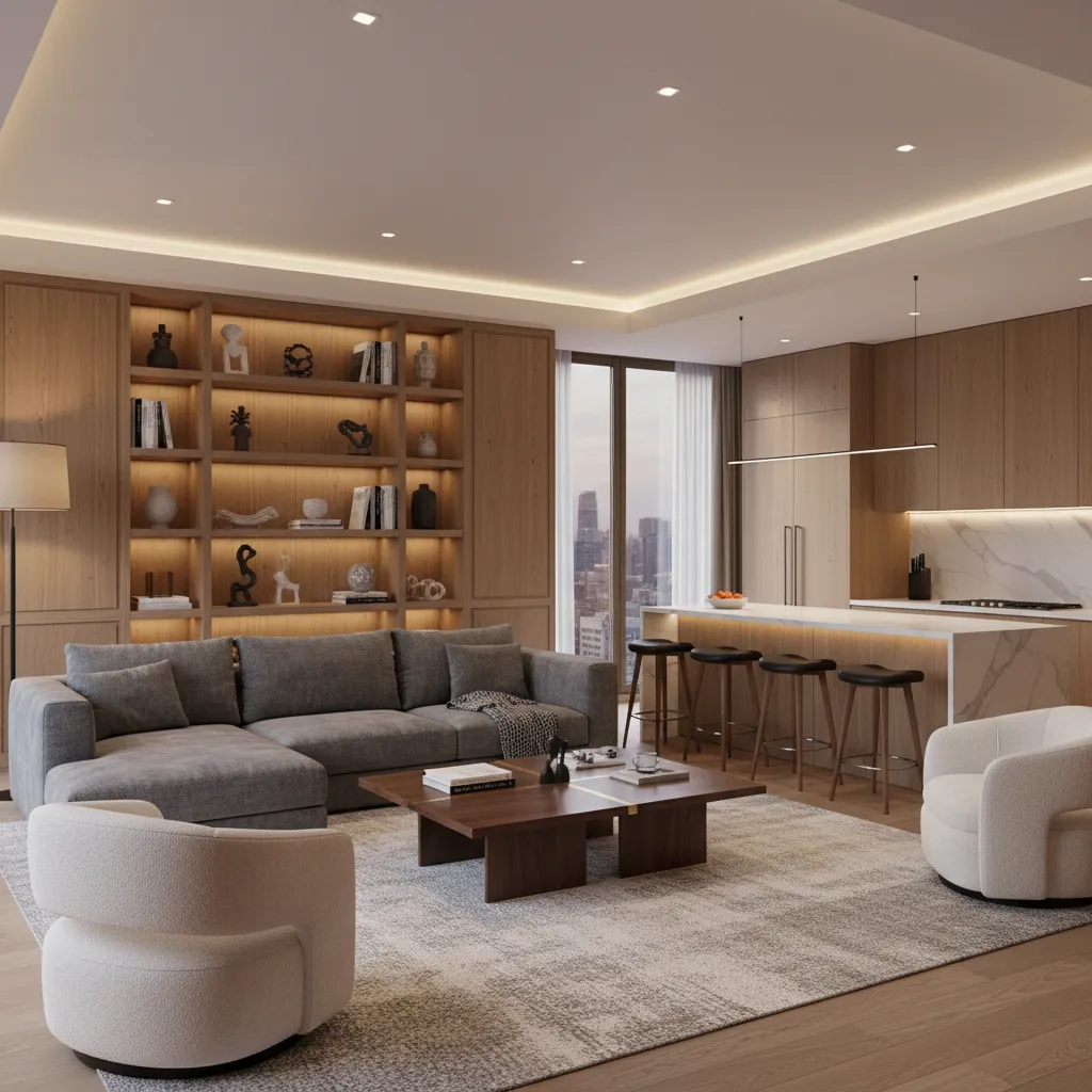 Render realista de diseño interior previo a la obra