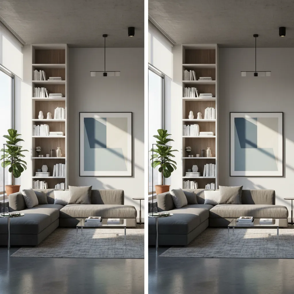comparison style visualization of interior design render quality using modern free rendering tools