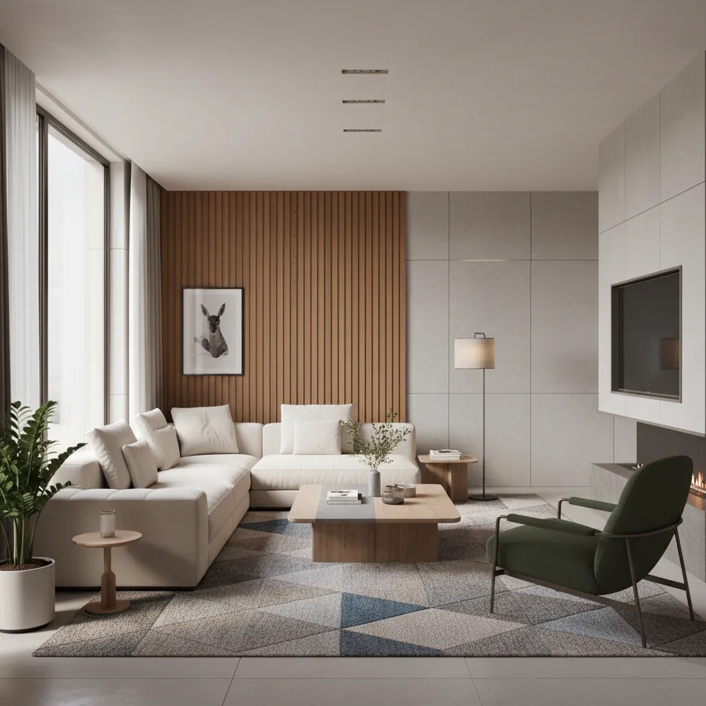 realistic living room interior render created with house rendering software