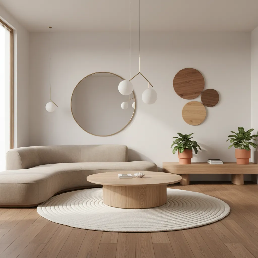 living room showing repetition of shapes and colors to create unity