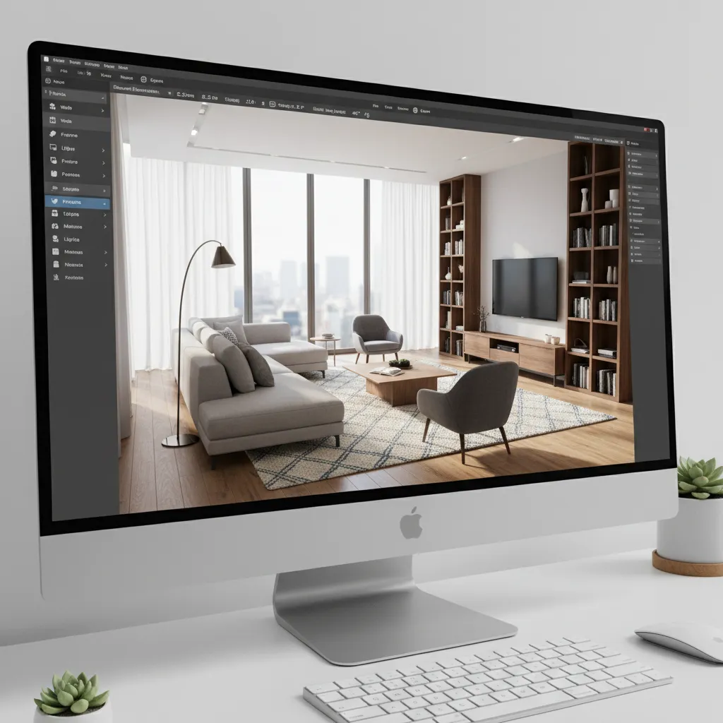 3D interior design room layout displayed inside planning software