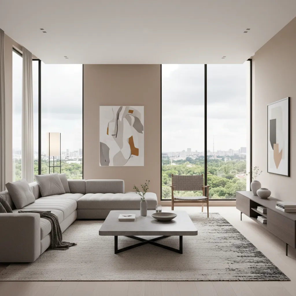 3D visualization of a living room created using interior design software