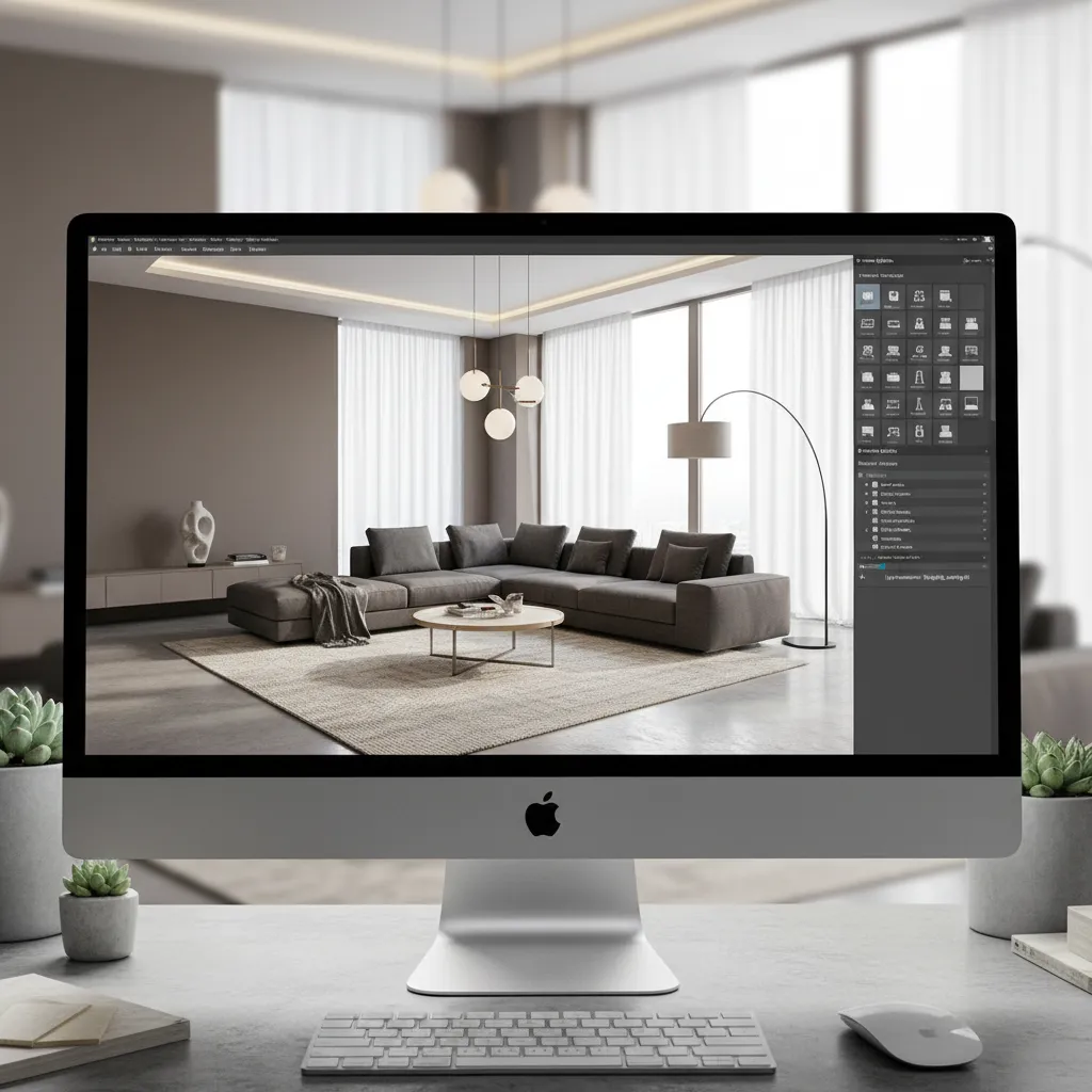 3D room layout created using interior design software