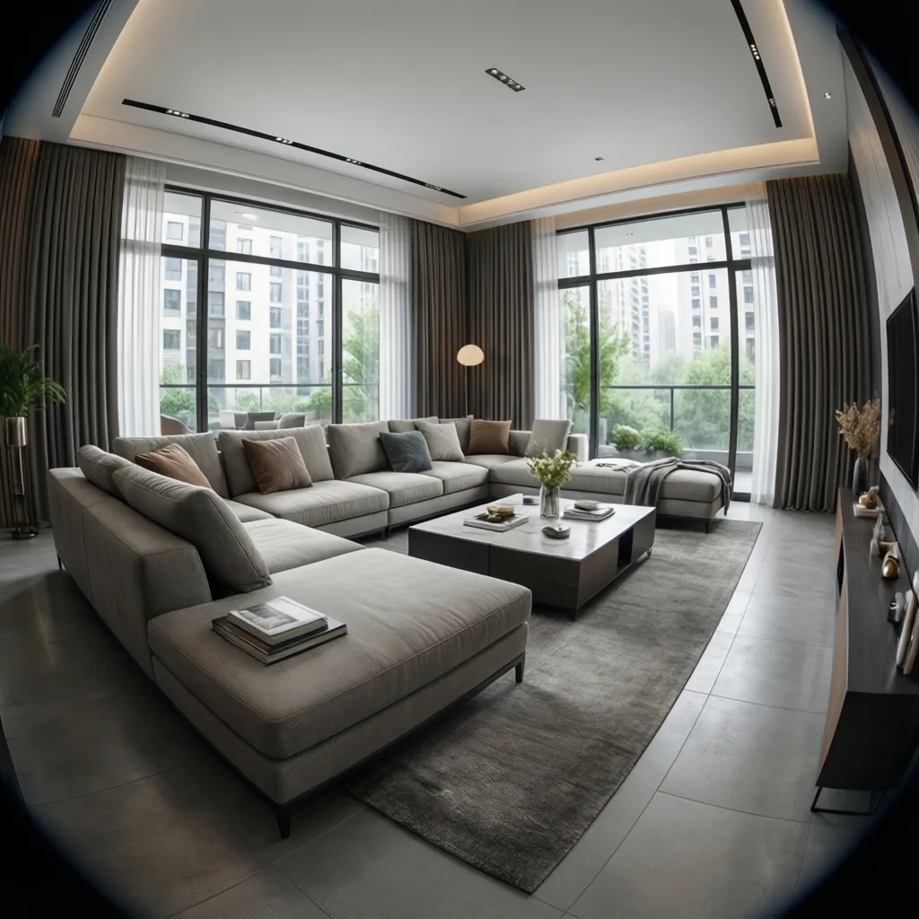 Vista 3D de un salón diseñado con software de interiorismo