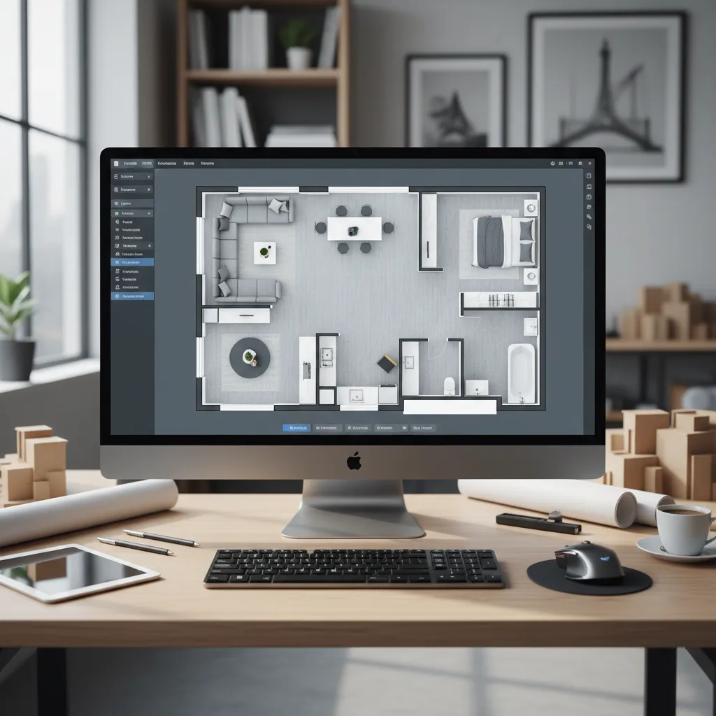 Plano digital de una vivienda creado con software de diseño de interiores