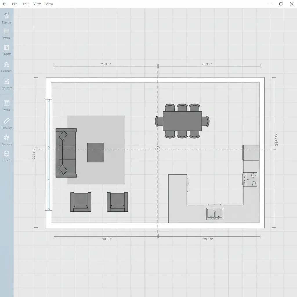 Digital floor plan layout created using interior design software
