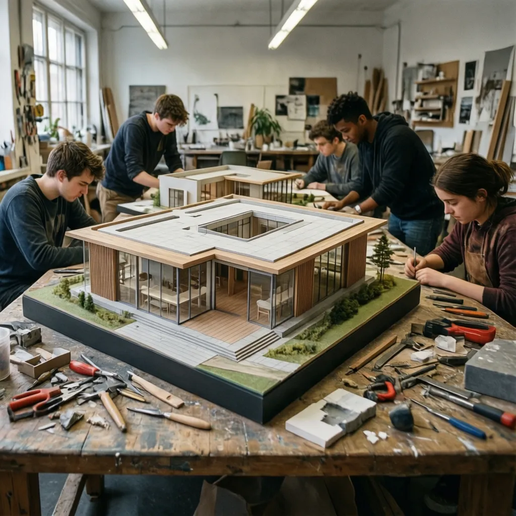Maqueta arquitectónica creada por estudiantes de interiorismo