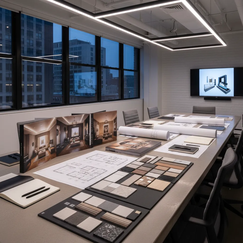 portfolio de estudiante de diseño de interiores con renders y planos